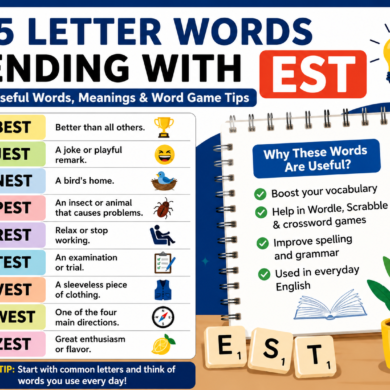 5 Letter Words Ending With EST: Easy Word Lists & Word Game Tips