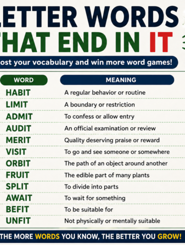 5 letter words that end in it