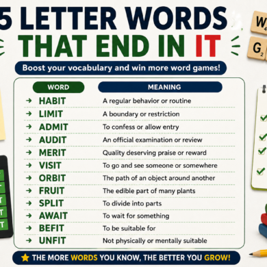 5 letter words that end in it