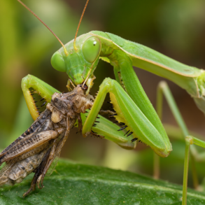 praying mantis feeding