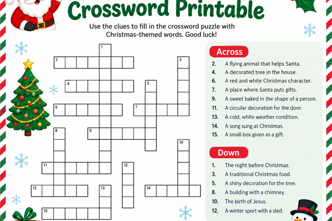 christmas crossword printable