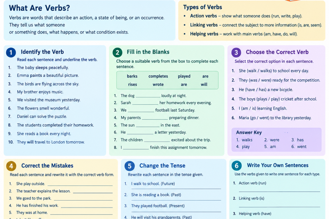 verbs worksheet